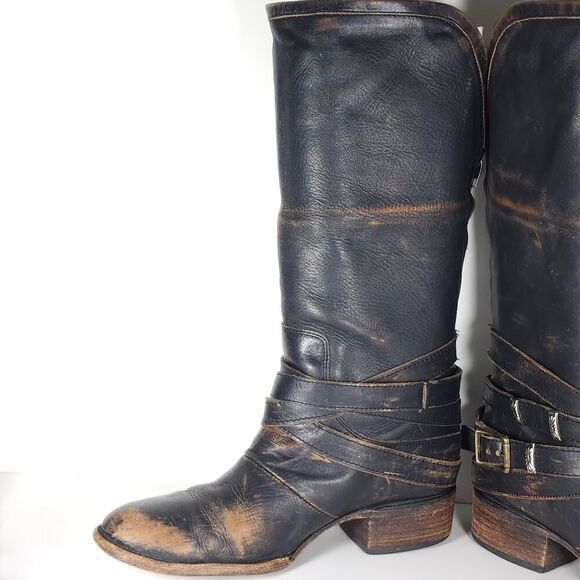 Freebird by Steven Women's Drove US9 Black Leather Distressed Western Boots - Picture 5 of 16
